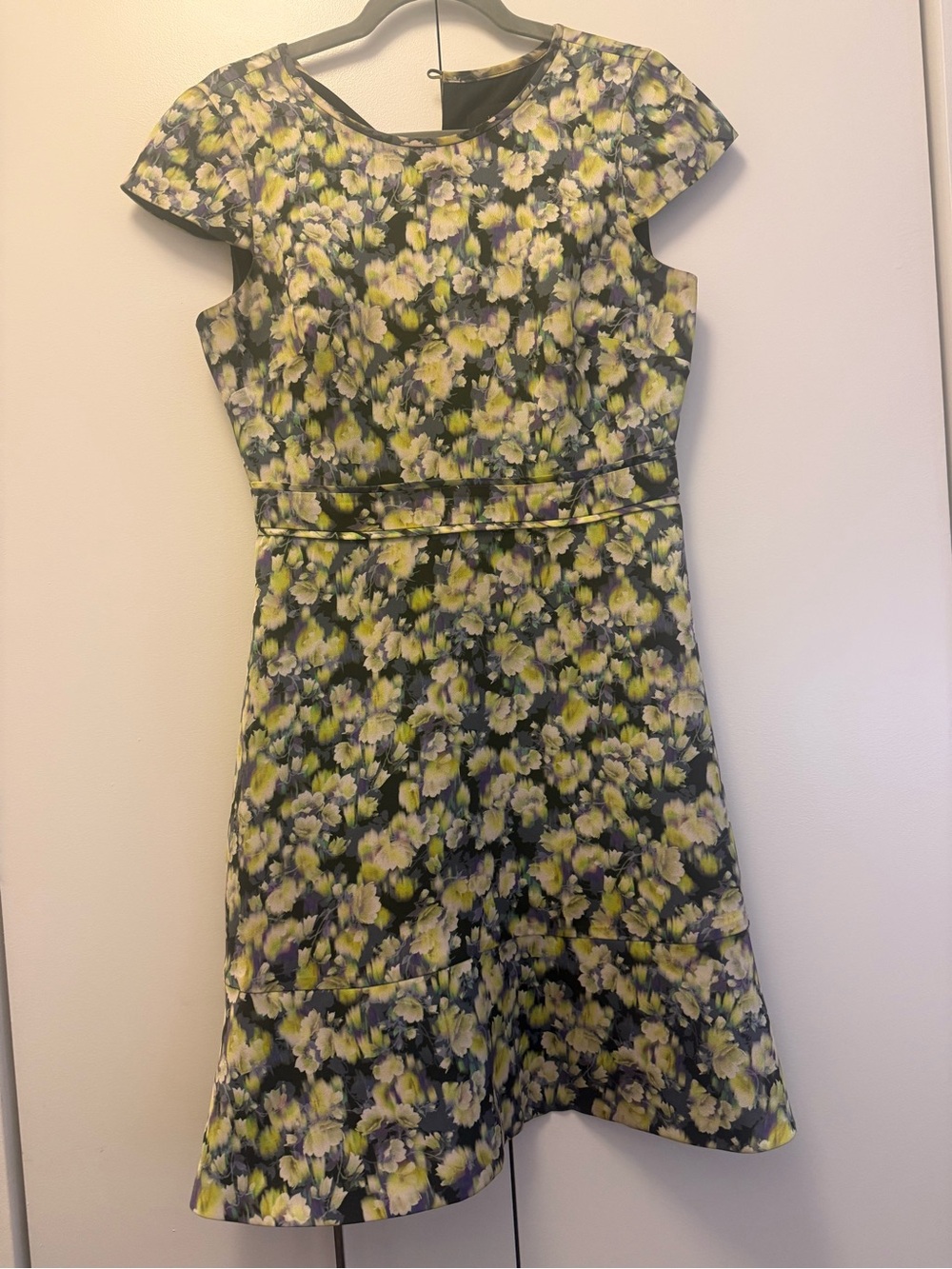 J.Crew Black Dress with Yellow and Green Floral Print